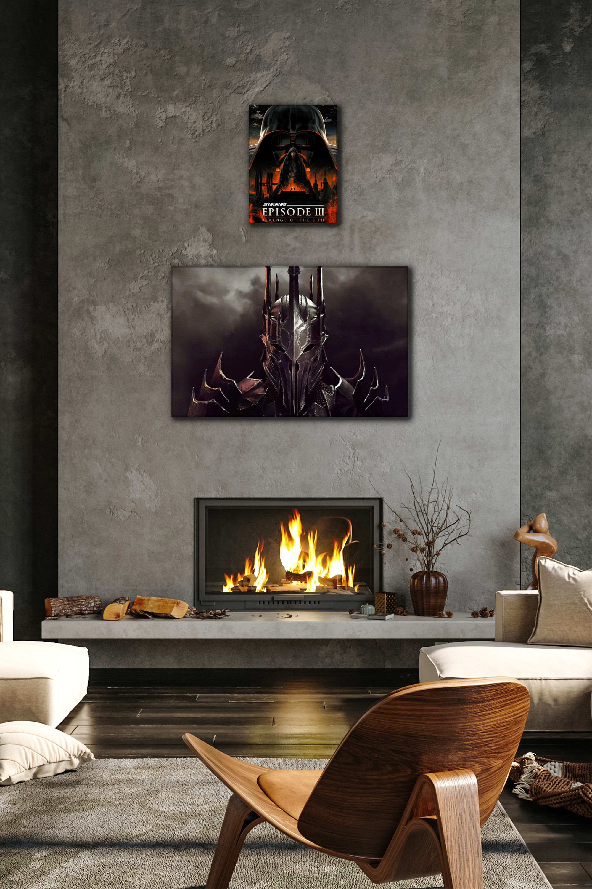 Titan Forge movie and TV metal panels displayed on a wall at real scale